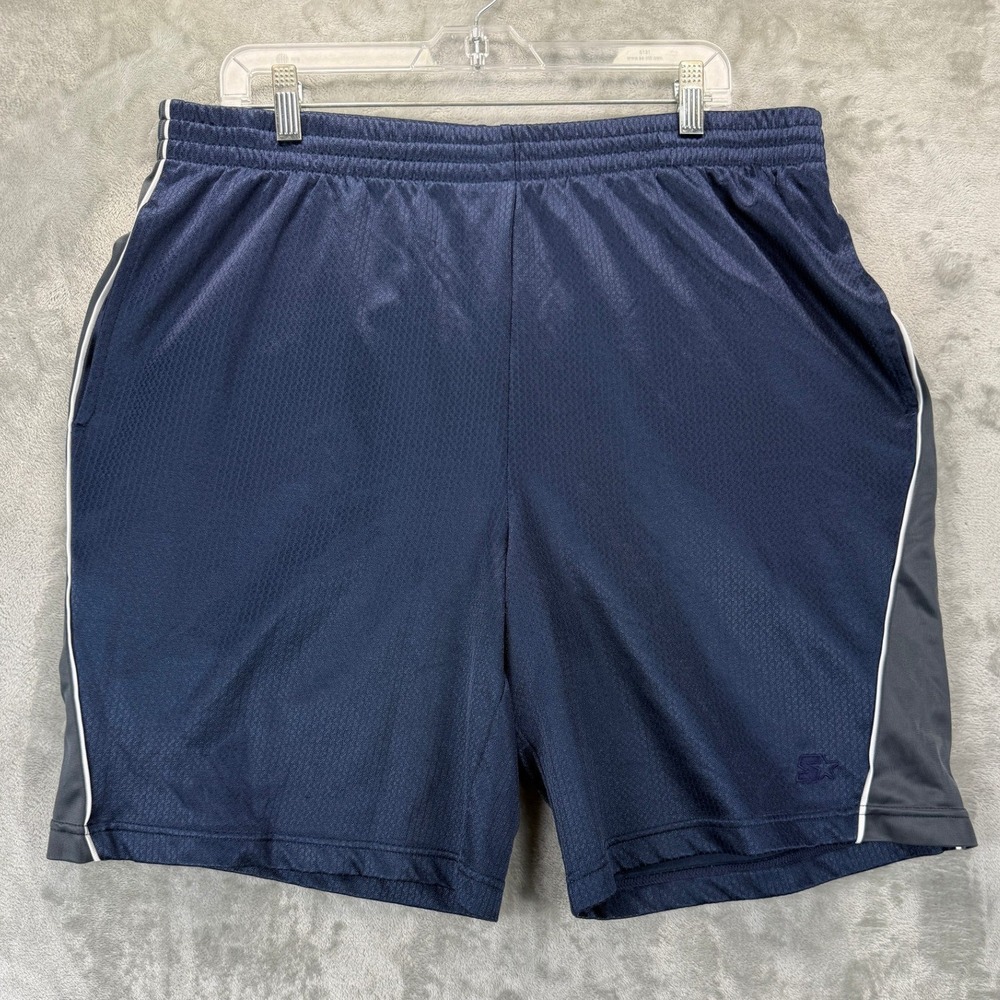 Starter Mens‎ Mesh Athletic Shorts Navy Blue Elastic Waist Pockets Size Large L
